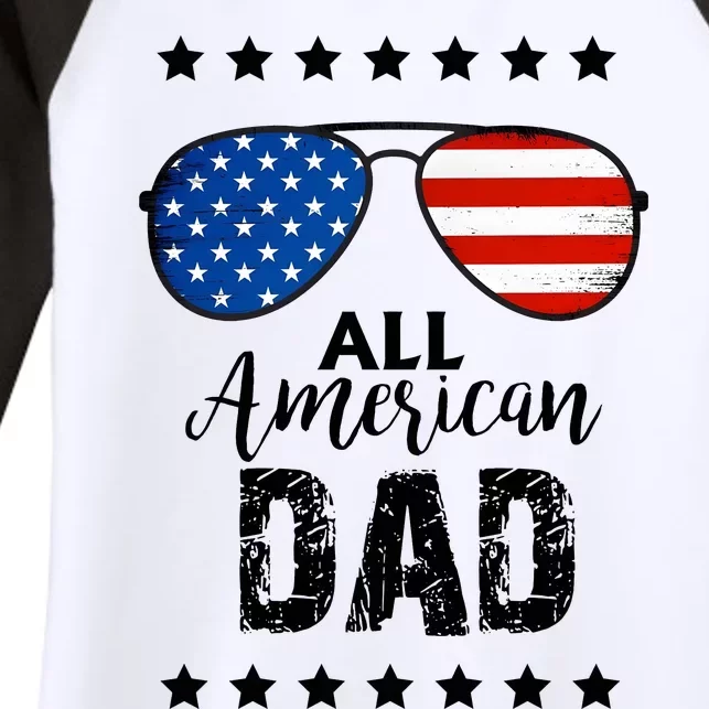 All American Dad 4th Of July Family Matching Women's Tri-Blend 3/4-Sleeve Raglan Shirt