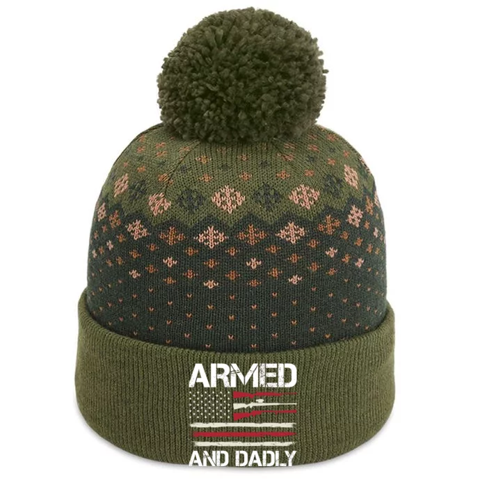 Armed And Dadly FatherS Day Graphic The Baniff Cuffed Pom Beanie