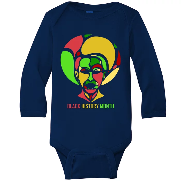 Afro American Dude For Black History Month Gift Baby Long Sleeve Bodysuit