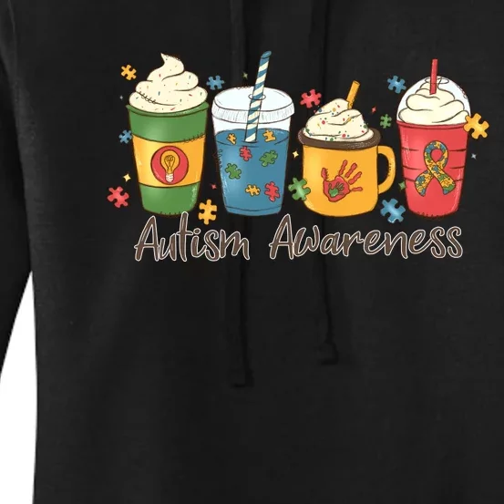 Autism Awareness Day Coffee Cups Women's Pullover Hoodie