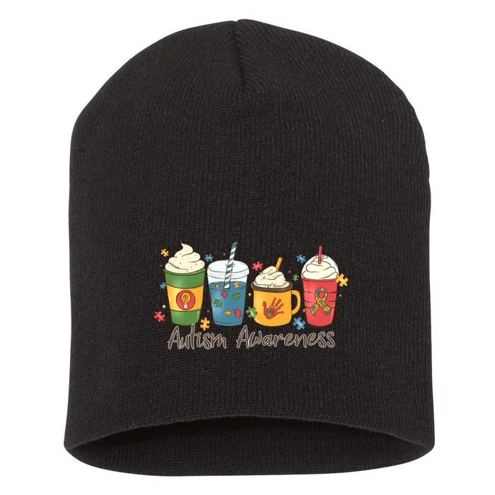 Autism Awareness Day Coffee Cups Short Acrylic Beanie