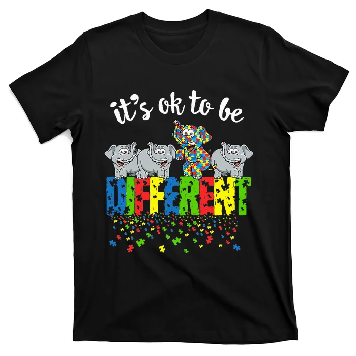 Autism Awareness Day Elephant Gift It's Ok To Be Different T-Shirt