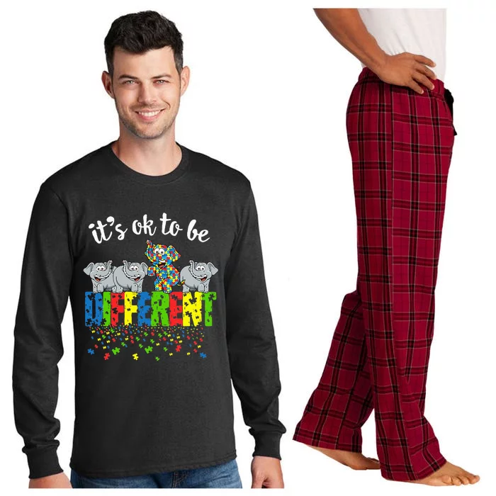 Autism Awareness Day Elephant Gift It's Ok To Be Different Long Sleeve Pajama Set