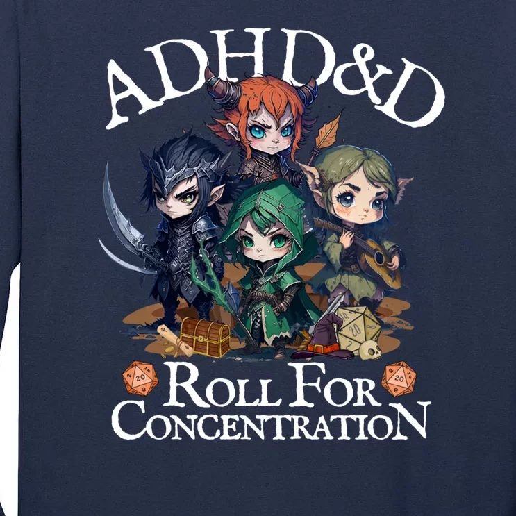 Adhddndadventurersrollforconcentration Tall Long Sleeve T-Shirt