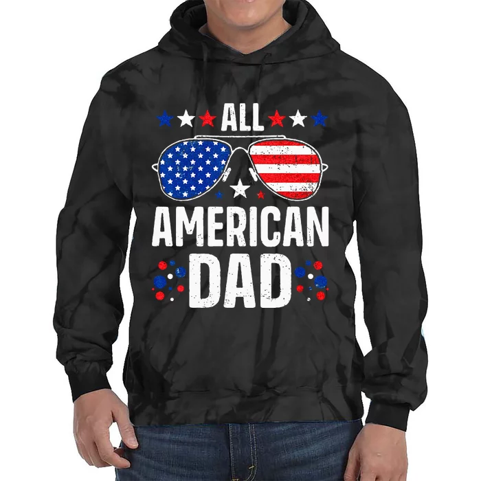 All American Dad 4th of July Father's Day Sunglasses Family Tie Dye Hoodie