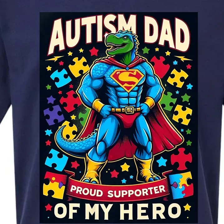 Autism Awareness Dad Father Dinosaur Funny Proud Autism Dad Sueded Cloud Jersey T-Shirt