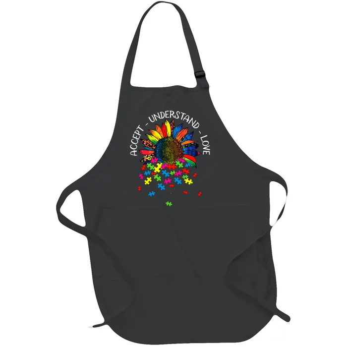 Autism Awareness Daisy Flower Accept Understand Love Full-Length Apron With Pocket