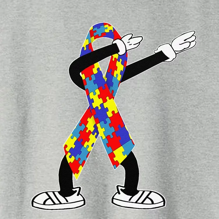 Autism Awareness Dabbing Puzzle Piece Love Dab Dance Women's Crop Top Tee