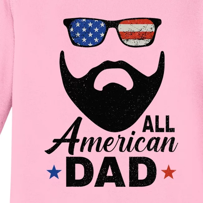 All American Dad Bearded Fathers Day Baby Long Sleeve Bodysuit