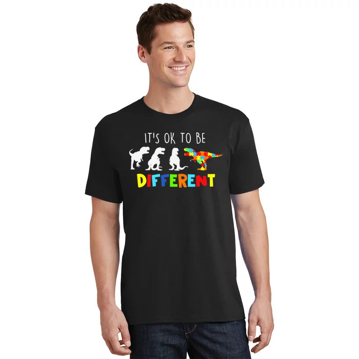 Autism Awareness Dinosaur Boys Its Ok To Be Different T-Shirt