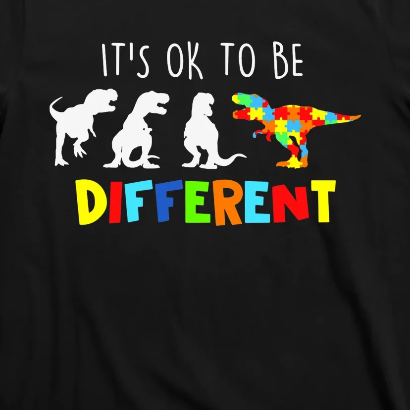 Autism Awareness Dinosaur Boys Its Ok To Be Different T-Shirt