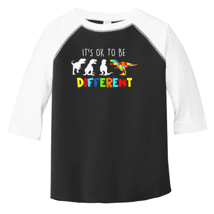 Autism Awareness Dinosaur Boys Its Ok To Be Different Toddler Fine Jersey T-Shirt