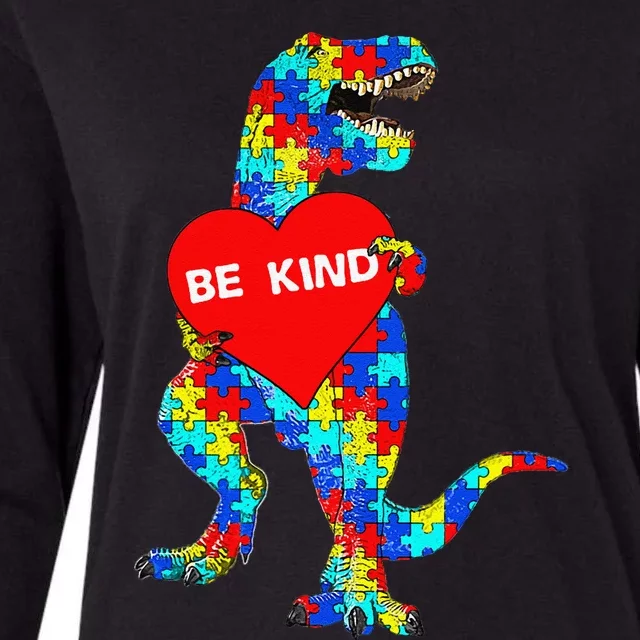 Autism Awareness Dinosaur Be Kind Puzzle Womens Cotton Relaxed Long Sleeve T-Shirt