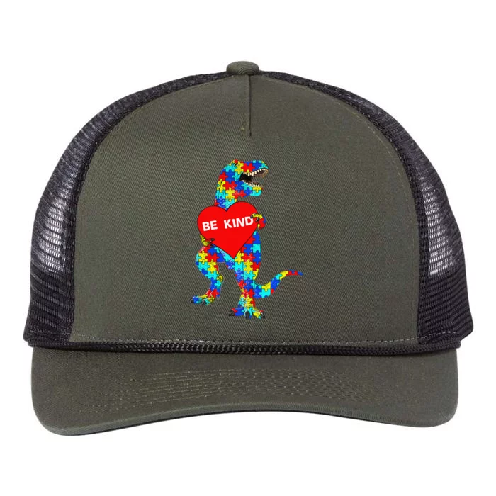 Autism Awareness Dinosaur Be Kind Puzzle Retro Rope Trucker Hat Cap