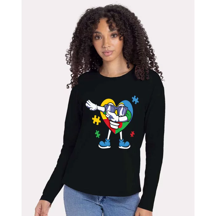 Autism Awareness Dabbing Puzzle Cool Gift Womens Cotton Relaxed Long Sleeve T-Shirt