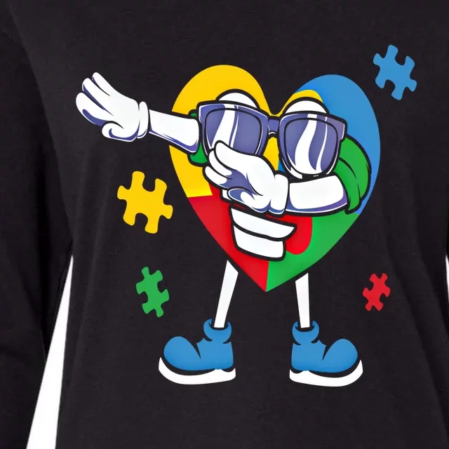 Autism Awareness Dabbing Puzzle Cool Gift Womens Cotton Relaxed Long Sleeve T-Shirt