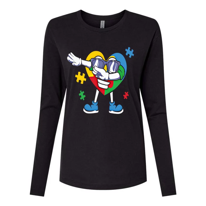 Autism Awareness Dabbing Puzzle Cool Gift Womens Cotton Relaxed Long Sleeve T-Shirt