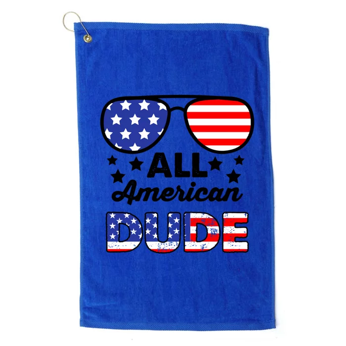 All American Dude 4th Of July Patriotic Sunglasses Great Gift Platinum Collection Golf Towel