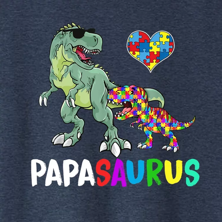 Autism Awareness Dinosaur Papasaurus Papa Women's Crop Top Tee