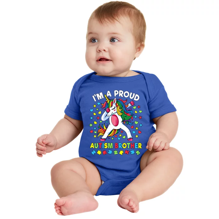 Autism Awareness Dabbing Unicorn Proud Autism Brother Gift Baby Bodysuit