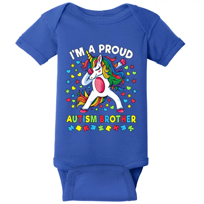 Autism Awareness Dabbing Unicorn Proud Autism Brother Gift Baby Bodysuit