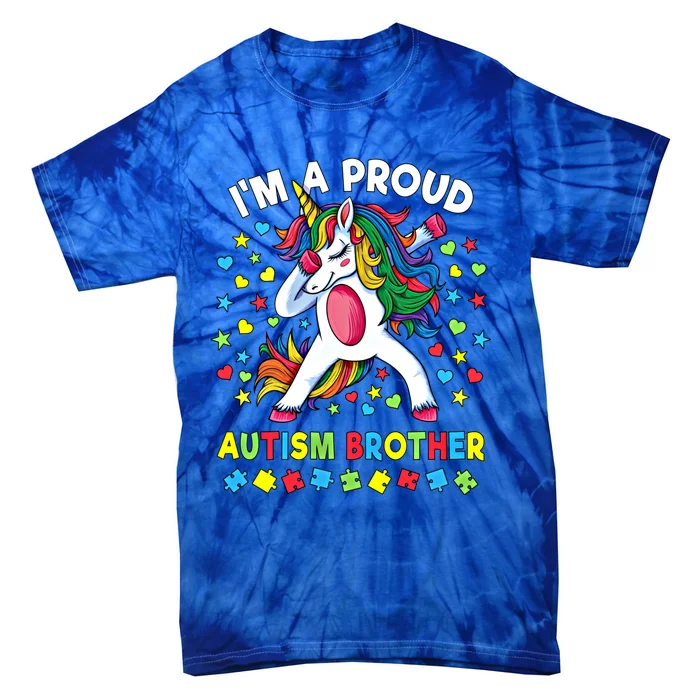 Autism Awareness Dabbing Unicorn Proud Autism Brother Gift Tie-Dye T-Shirt