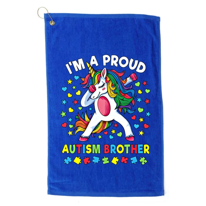 Autism Awareness Dabbing Unicorn Proud Autism Brother Gift Platinum Collection Golf Towel