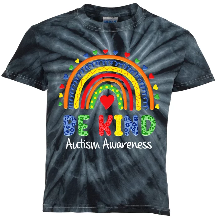 Autism Awareness Day Colorful Rainbow Be Kind Kids Tie-Dye T-Shirt