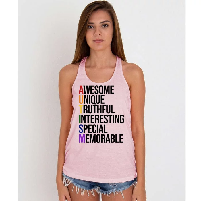 Autism Awesome Definition Women's Knotted Racerback Tank