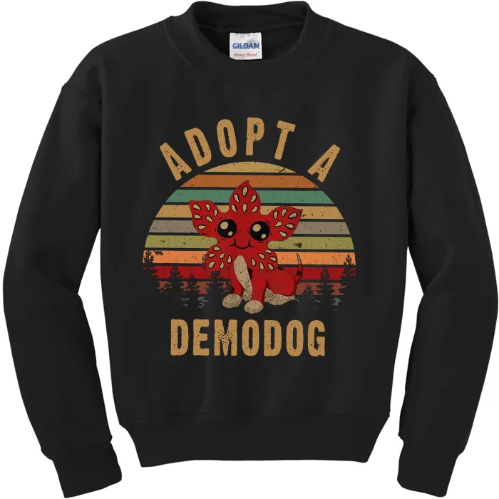 Adopt A Demodog Hell Fire Club Vintage Trending Upside Down Stranger Kids Sweatshirt