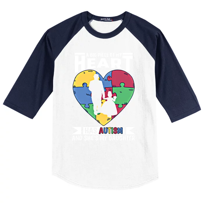 Autism Awareness Dad Daughter Proud Autistic Gift Baseball Sleeve Shirt