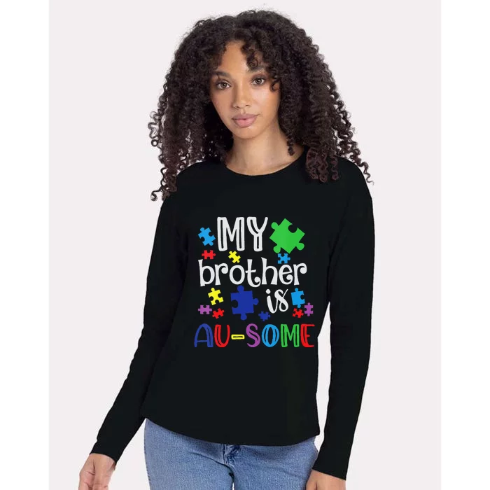 Autism Awareness Day My Brother Is Awesome Sister Autistic Womens Cotton Relaxed Long Sleeve T-Shirt