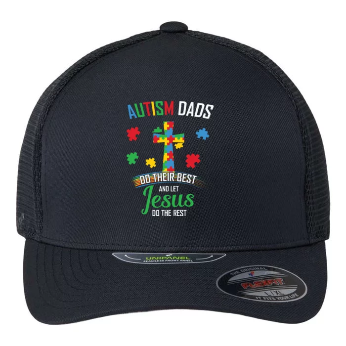 Autism Awareness Dads Do Their Best Jesus Do Rest Cross Puzzle Flexfit Unipanel Trucker Cap