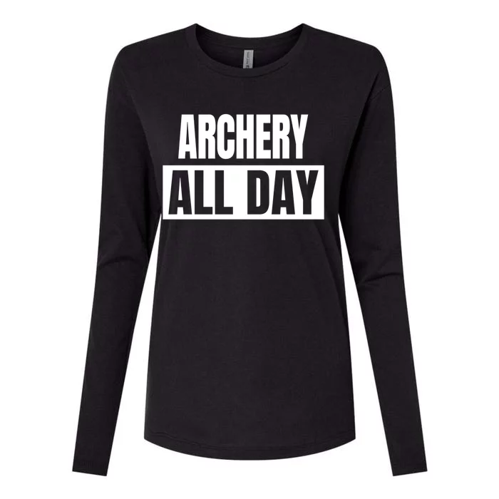 Archery All Day Funny Archer Gift Womens Cotton Relaxed Long Sleeve T-Shirt