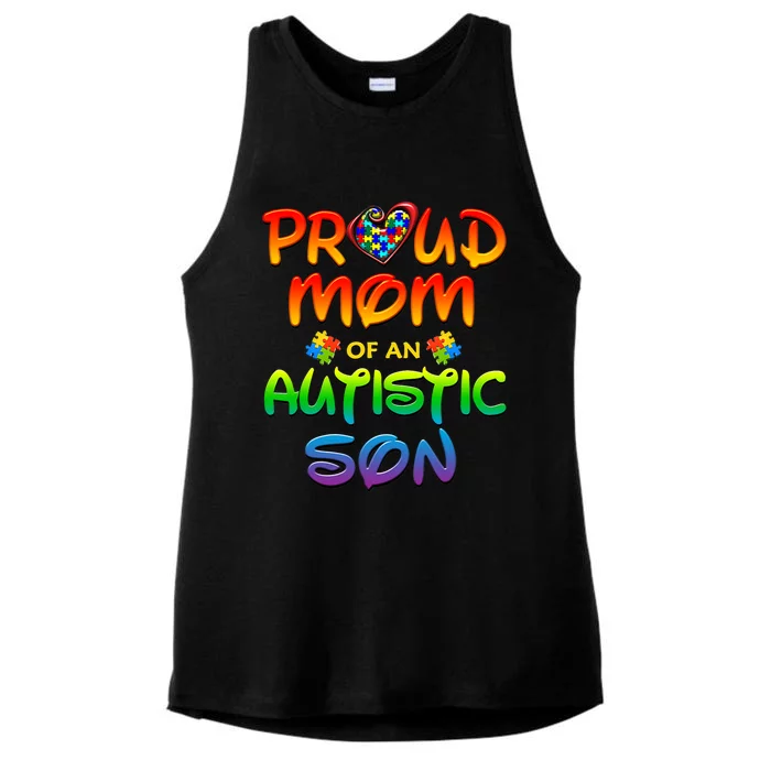 Autism Awareness Day Proud Mom Autistic Son Great Gift Ladies Tri-Blend Wicking Tank