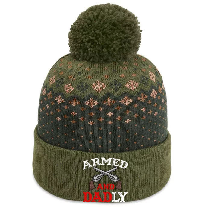 Armed And Dadly Funny Fathers Day The Baniff Cuffed Pom Beanie