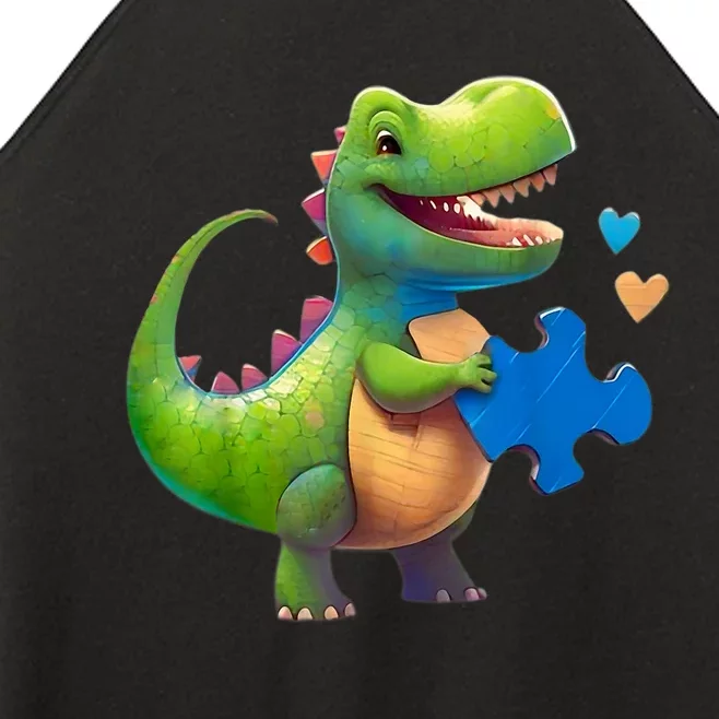 Autism Awareness Dinosaur Puzzle Piece Love Autistic Support Women’s Perfect Tri Rocker Tank