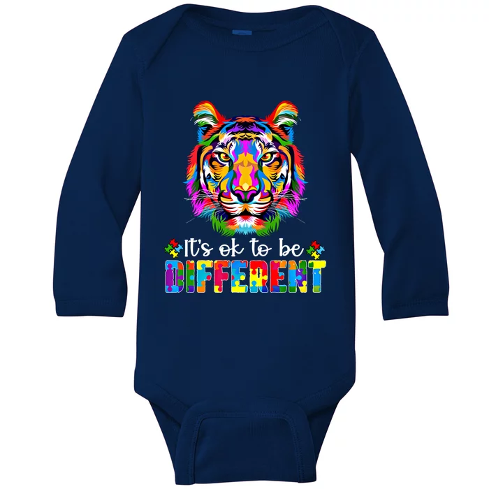 Autism Awareness Day ItS Ok To Be Different Colorful Tiger Meaningful Gift Baby Long Sleeve Bodysuit