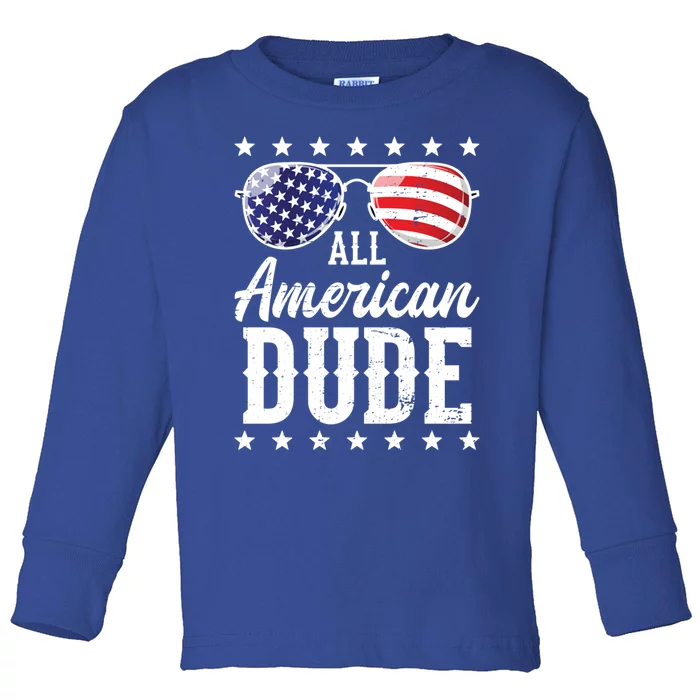 All American Dude Sunglasses Family Matching 4th Of July Gift Toddler Long Sleeve Shirt