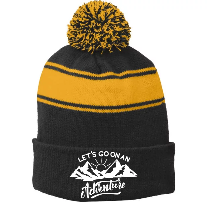 Adventure Stripe Pom Pom Beanie