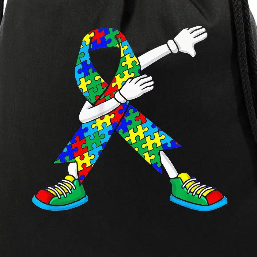 Autism Awareness Dabbing Puzzle Piece Love Dab Dance Drawstring Bag