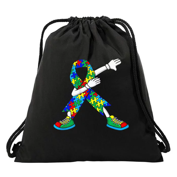 Autism Awareness Dabbing Puzzle Piece Love Dab Dance Drawstring Bag