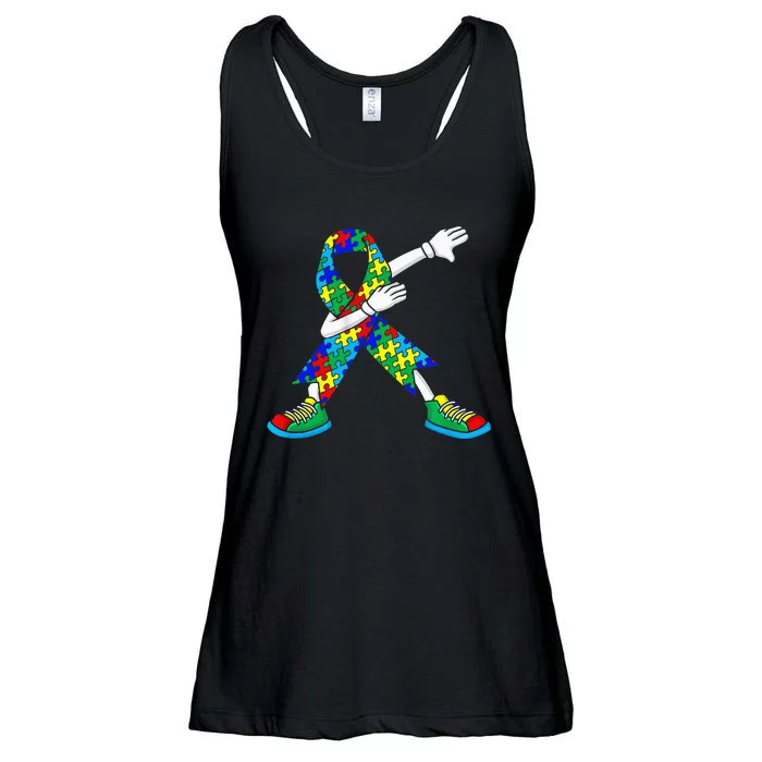 Autism Awareness Dabbing Puzzle Piece Love Dab Dance Ladies Essential Flowy Tank