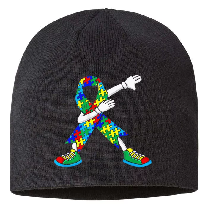 Autism Awareness Dabbing Puzzle Piece Love Dab Dance 8 1/2in Sustainable Knit Beanie