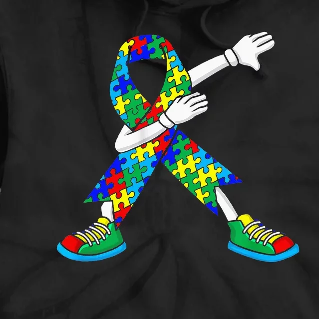 Autism Awareness Dabbing Puzzle Piece Love Dab Dance Tie Dye Hoodie