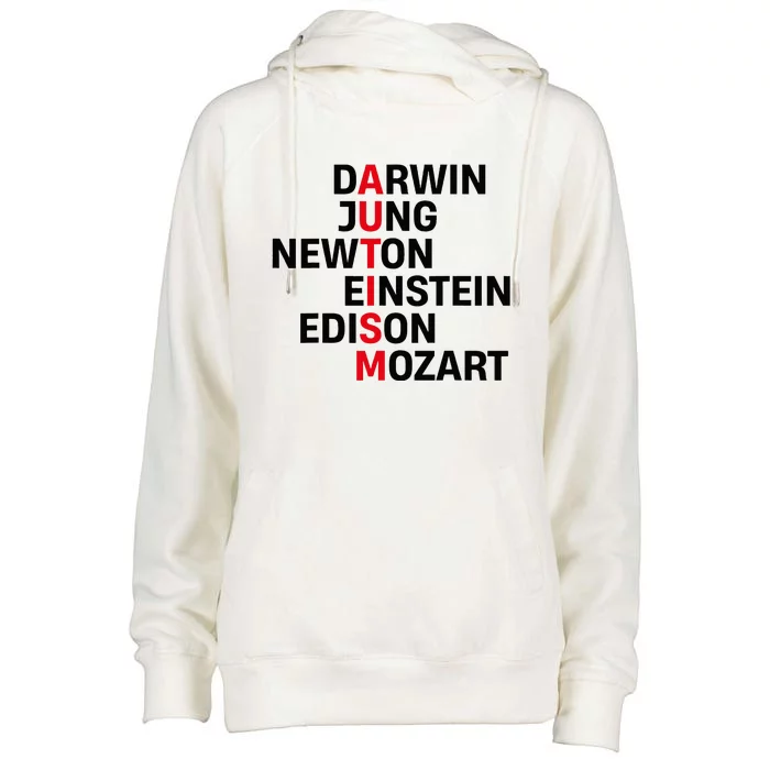 Autism Awareness Darwin Jung Newton Einstein Edison Mozart Womens Funnel Neck Pullover Hood