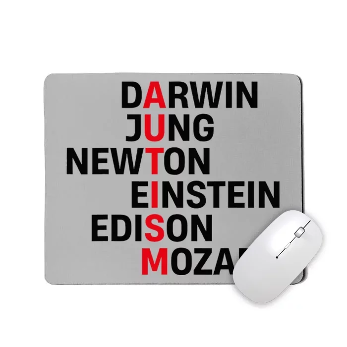 Autism Awareness Darwin Jung Newton Einstein Edison Mozart Mousepad