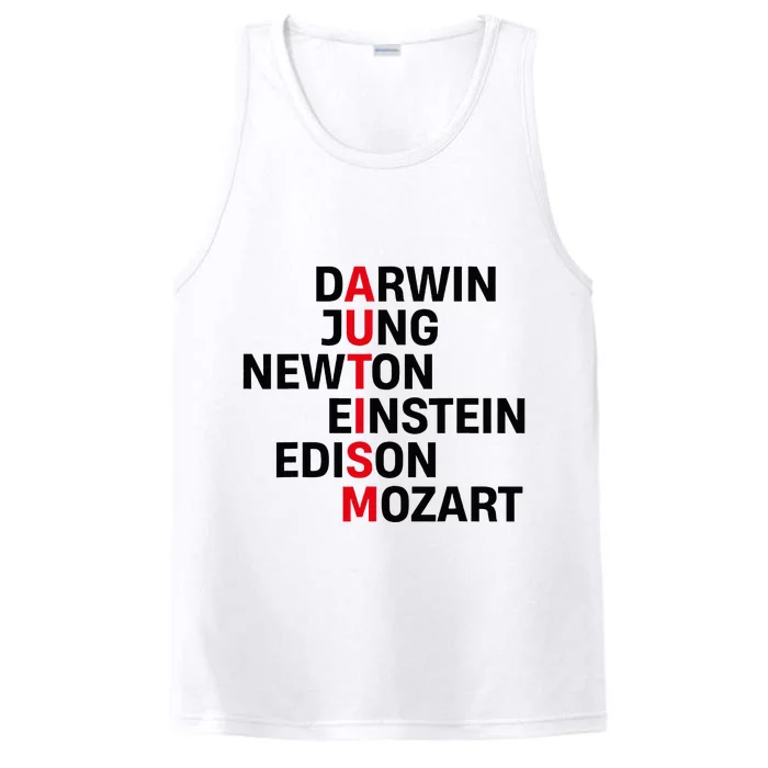 Autism Awareness Darwin Jung Newton Einstein Edison Mozart Performance Tank