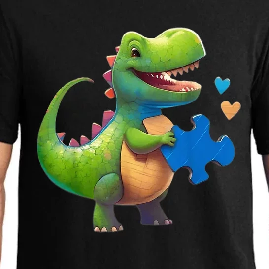 Autism Awareness Dinosaur Puzzle Piece Love Autistic Support Pajama Set