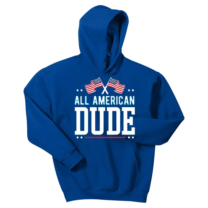 All American Dude 4th Of July Usa Flag Family Gift Kids Hoodie